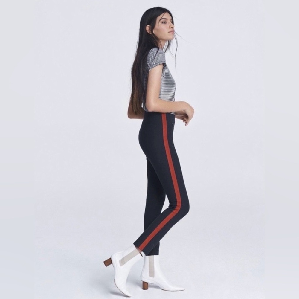 rag & bone Simone Equestrian Navy Pants with Red Stripe